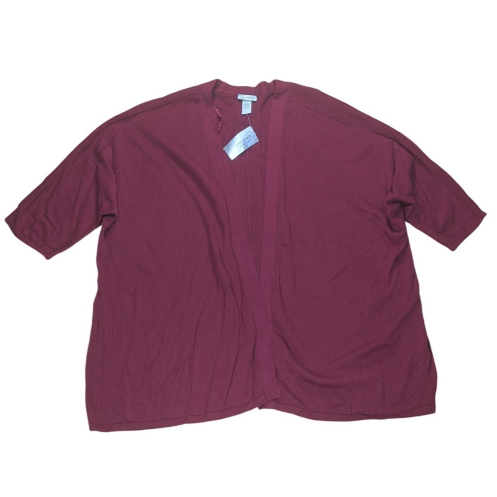 NWT Catherines Open‎ Front Cardigan Sweater Burgundy Casual Cozy Women's 4X